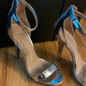 Silver platform heels